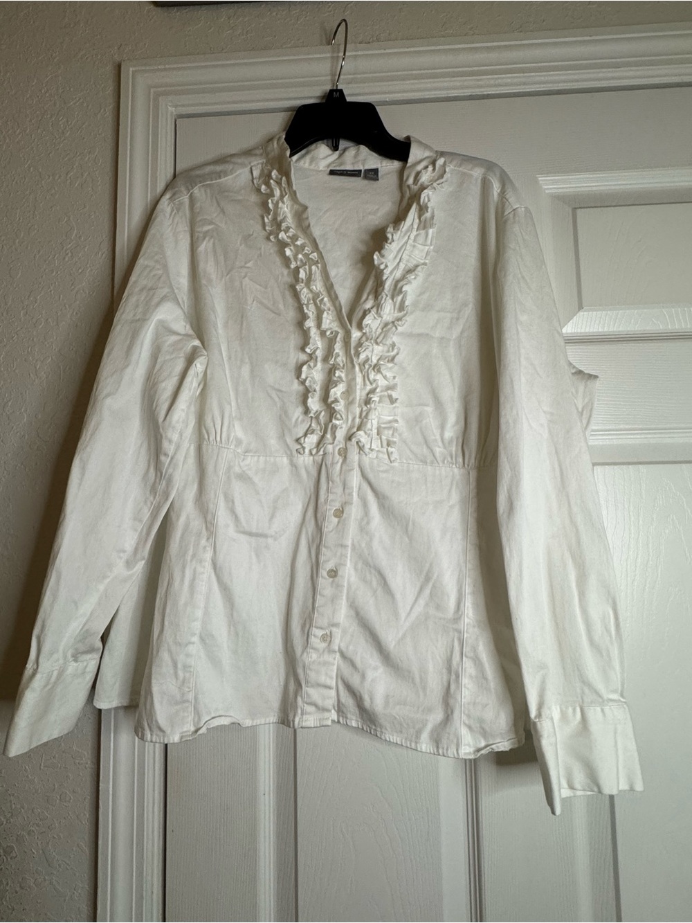 Apt. 9 Ivory Ruffle V-Neck Button Front Blouse - Picture 2 of 5
